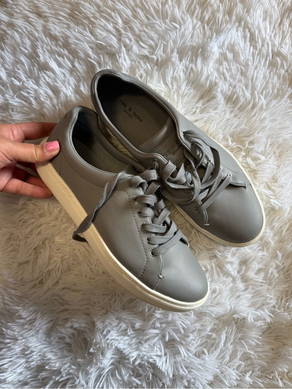 Rag & Bone Gray Leather Sneakers